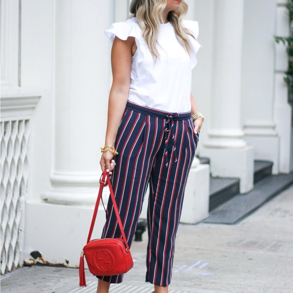 Striped Navy and Red Pants